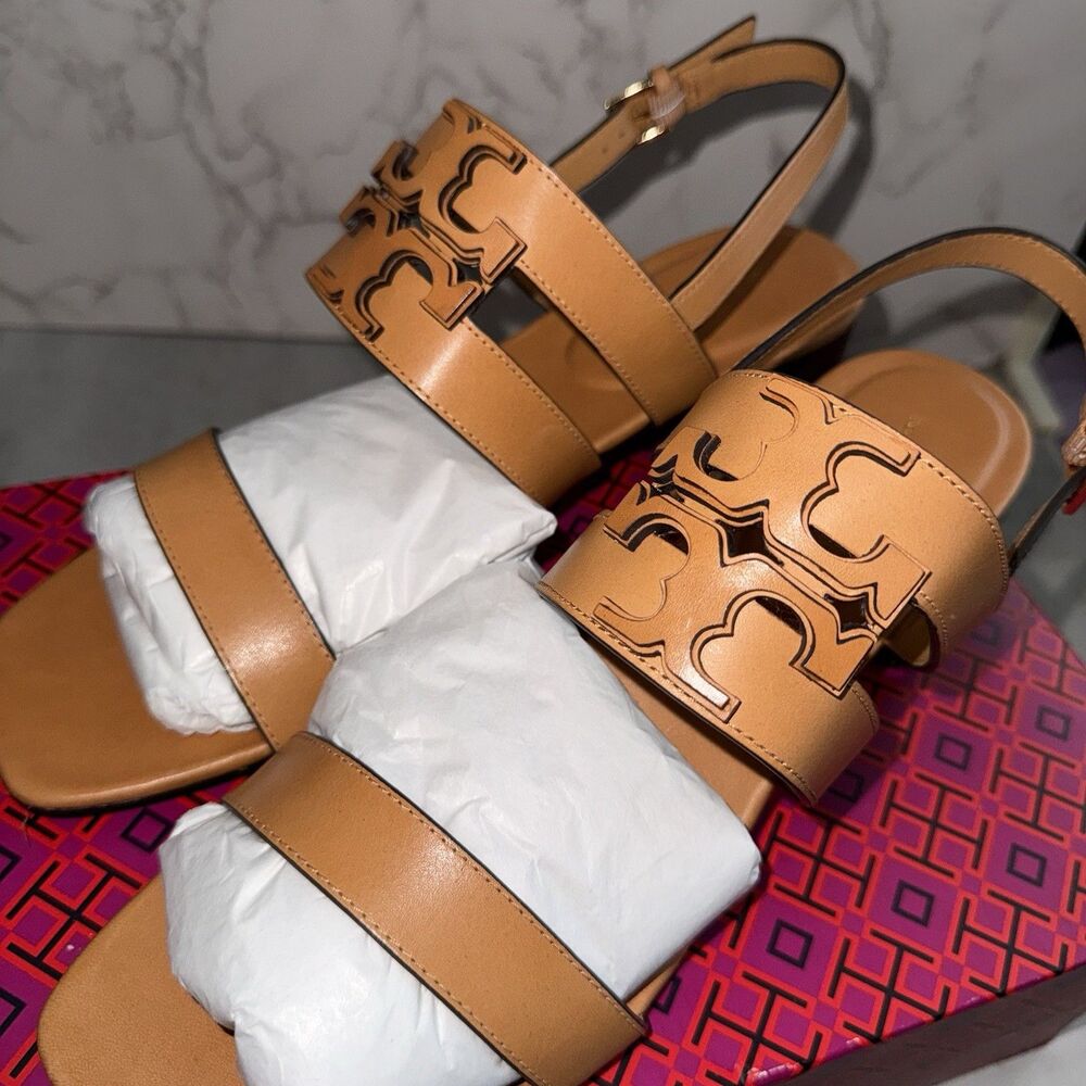 Tory Burch Ines Sandal 55mm Camello Calf Leather $325 MSRP - Picture 10 of 14